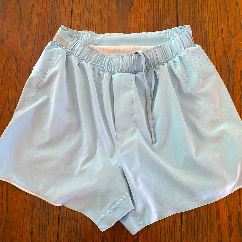 Mens lululemon light blue running shorts. 4” inseam with liner.